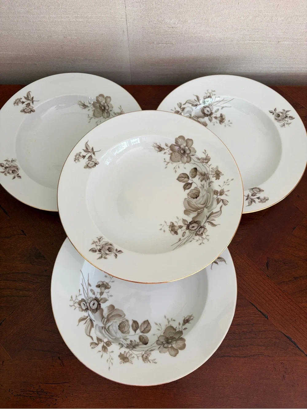 Vintage Johann Haviland Twilight Rose Set of 4 Cereal/Soup Bowls, Bavaria German